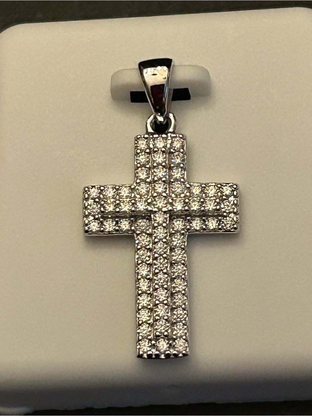 0.75CTW Pave Moissanite Unisex Cross Pendant Necklace in 925 Sterling Silver